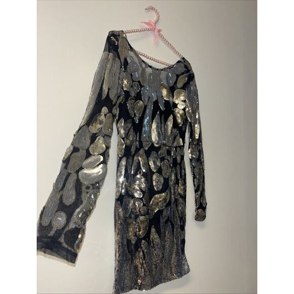 Latiste Dress Sequin Silver Spark Tulle‎ Goth Punk Rock Sz Med Fairy Concert Blk - Picture 2 of 6